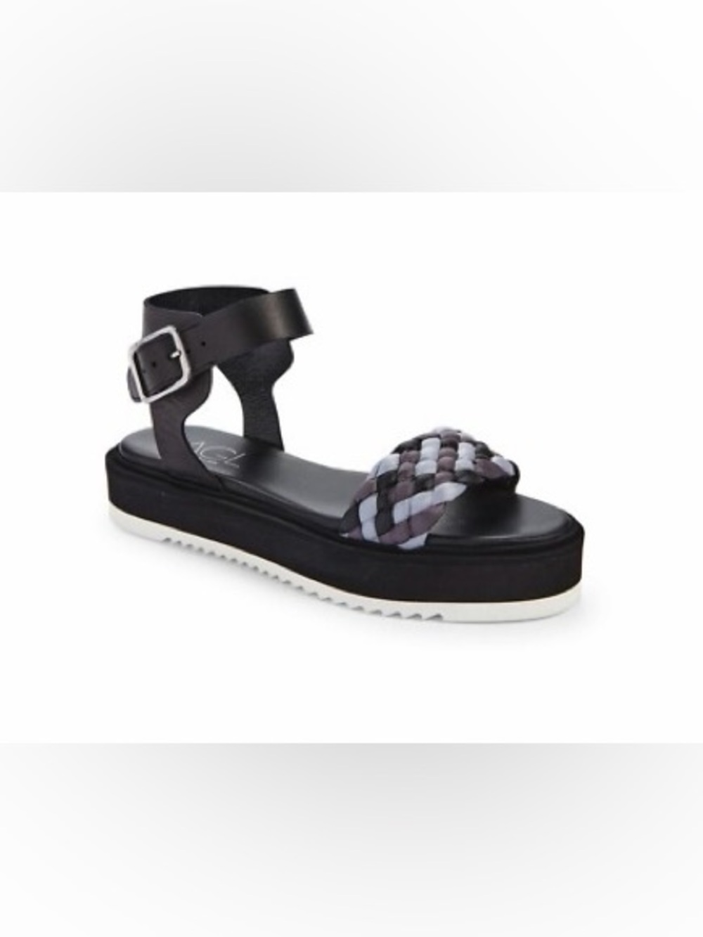 AGL PLATFORM MIREA SANDAL WITH BLUE & GRAY BRAIDED STRAP 38 7.5